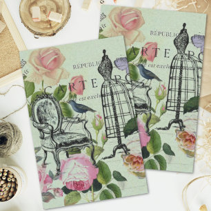 Papel De Seda parís de mariposa de rosa francés vintage moderno