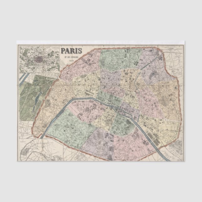 Papel De Seda París Francia: Mapa de cosecha de la descontaminac (Anverso)
