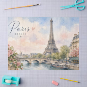 Papel De Seda París Francia Torre Eiffel río Sena 