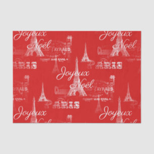 Papel De Seda Paris Joyeux Noel Navidades Red Tissue Paper