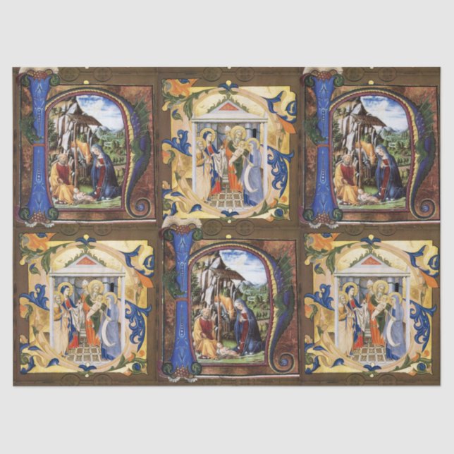 PAPEL DE SEDA PARQUE DE NAVIDADES DE MONOGRAM DE NATIVIDAD ANTIG (Anverso)