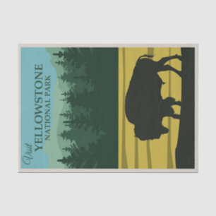 Papel De Seda Parque nacional Yellowstone Ilustracion Vintage