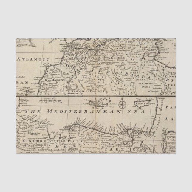 Papel De Seda Partes de Barbary, África (Anverso)