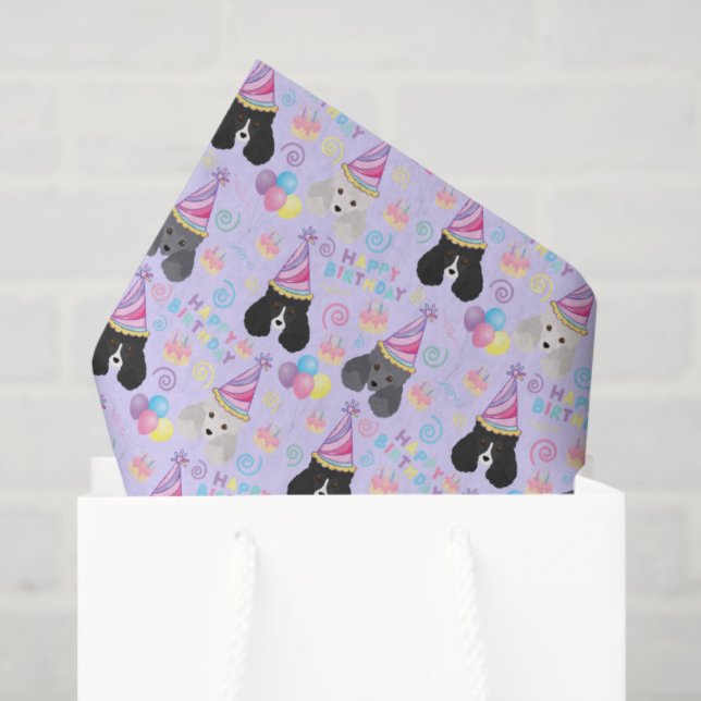 Papel De Seda Parti Poodle Birthday Tissue Paper in Purple (Bolsa de regalo)