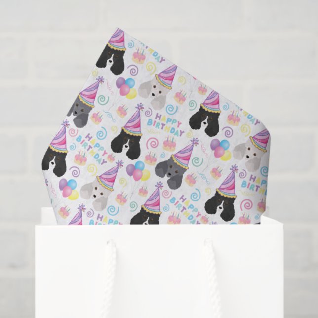 Papel De Seda Parti Poodle Birthday Tissue Paper in White (Bolsa de regalo)