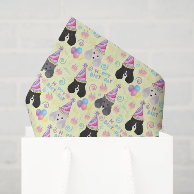 Papel De Seda Parti Poodle Birthday Tissue Paper in Yellow (Bolsa de regalo)