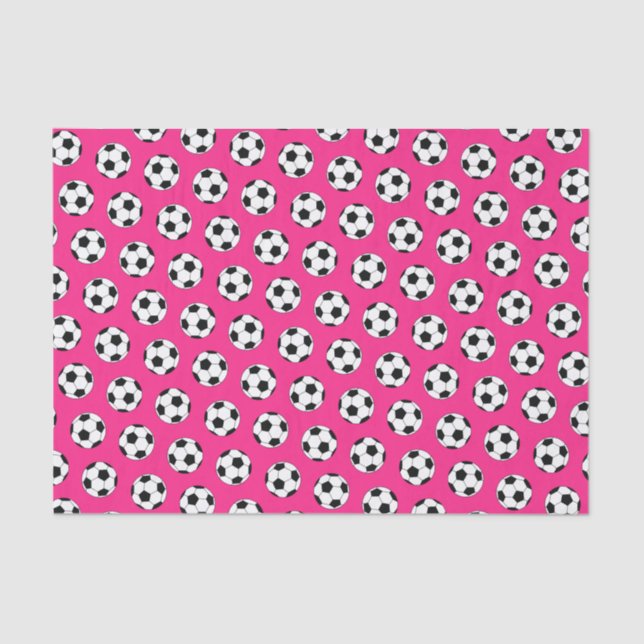 Papel De Seda Partido de cumpleaños del deporte del fútbol rosad (Anverso)