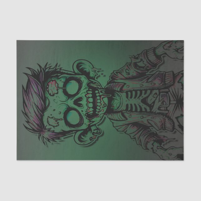 Papel De Seda Partido de cumpleaños Green Zombie Kid Halloween (Anverso)