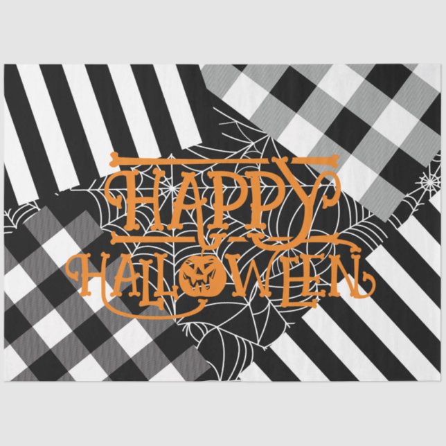 Papel De Seda Partido Halloween de Patchwork Black & White Spide (Anverso)