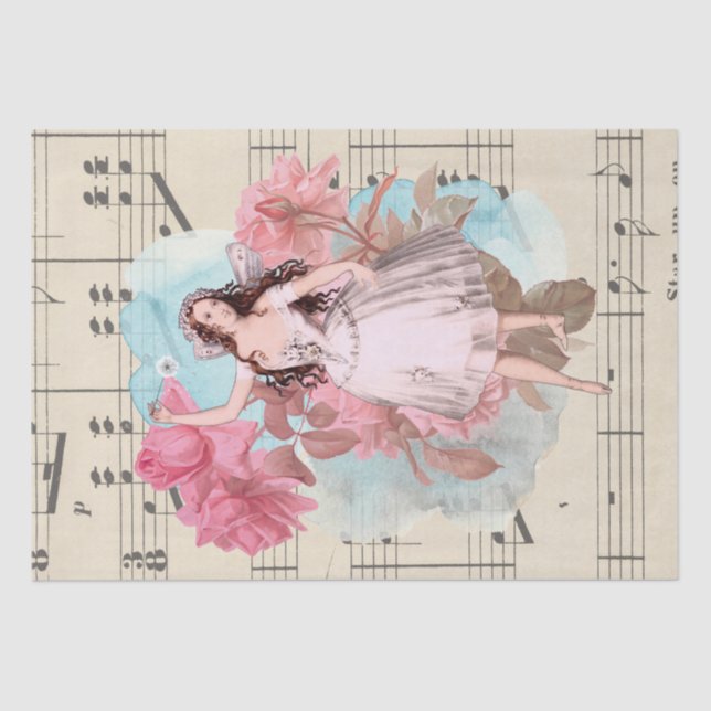 Papel De Seda Partitura de hadas de la bailarina del bailarín (Anverso)