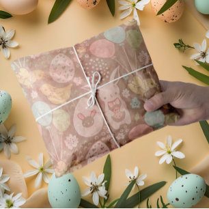 Papel De Seda Pascua colorida marrón vintage