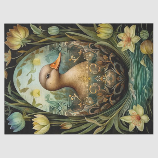 Papel De Seda Pascua de pato floral (Anverso)