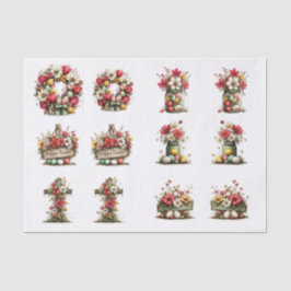 Papel De Seda Pascua Floral Caprichosa para Decoupage de Conchas