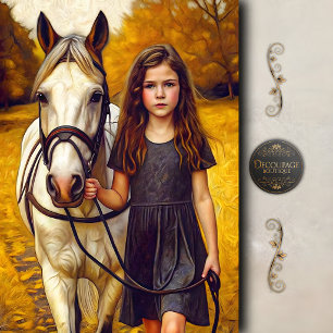 Papel De Seda Paseo de Caballo en Otoño Decoupage