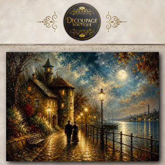 Papel De Seda Paseo decoupage del puerto del faro iluminado por 