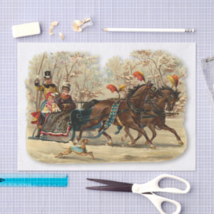 Papel De Seda Paseo en Trineo de Navidad Campanillas Victorianas