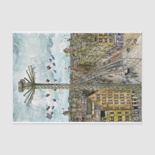 Papel De Seda Paseo europeo del oscilación de la acuarela de los (Anverso)