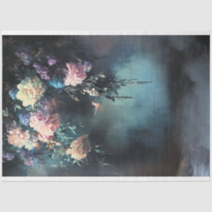 Papel De Seda Paseo Nocturno, Colibrí y Floral Etéreo