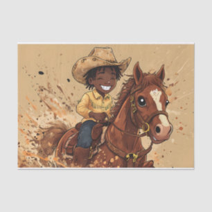 Papel De Seda Paseo Occidental de Dibujos Animados Vaquero Alto