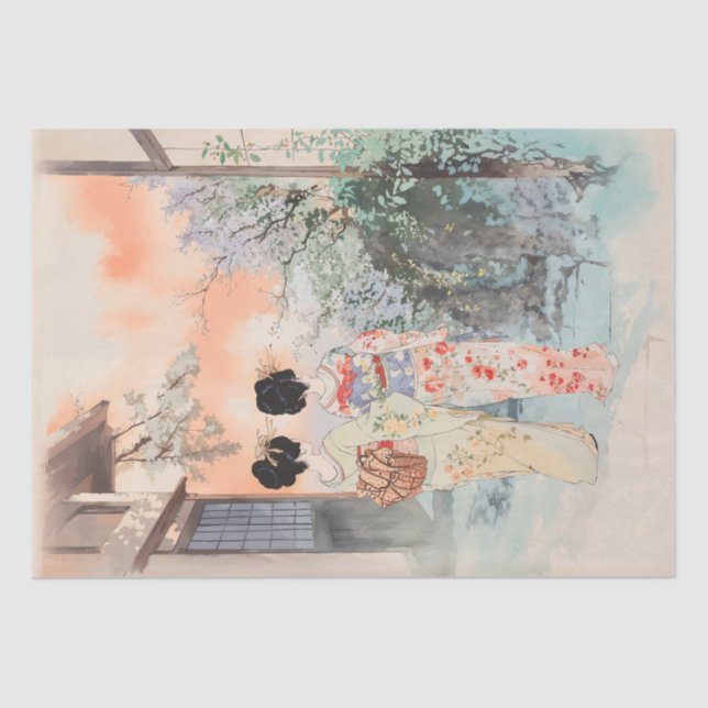 Papel De Seda Paseo tradicional japonés de kimono (Anverso)