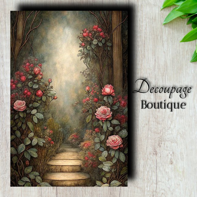 Papel De Seda Pasos Rosas más allá de la desconexión (Rose Steps Beyond Decoupage                                        Tissue Paper)