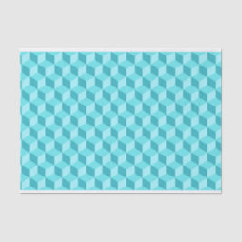 PAPEL DE SEDA PASTEL AQUA PATRONES DE CUBO GEOMÉTRICO AZUL