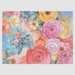 Papel De Seda Pastel Arcoiris Floral