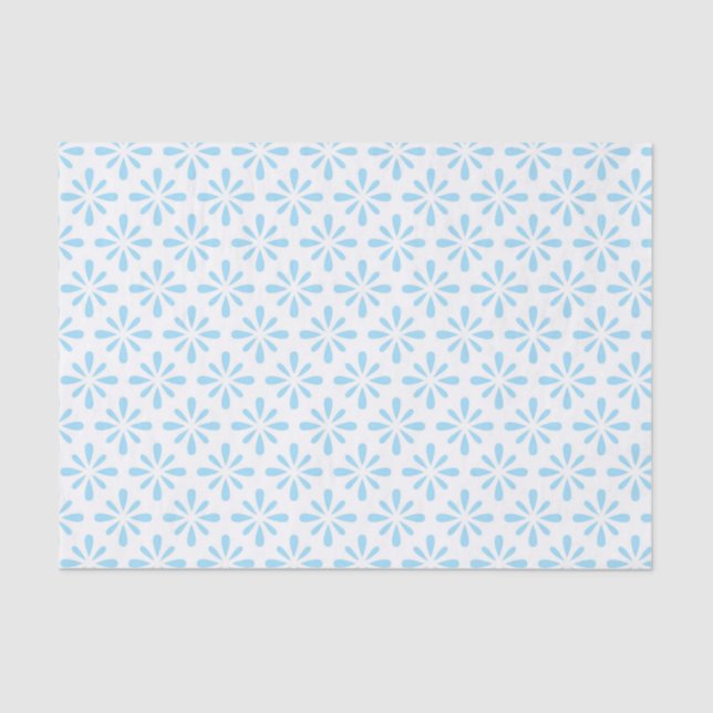 Papel De Seda Pastel Azul Claro Floral Elegante Boda (Anverso)