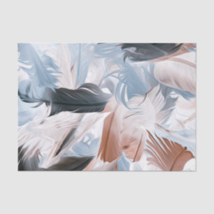 Papel De Seda Pastel Azul Claro Pluma Dorada