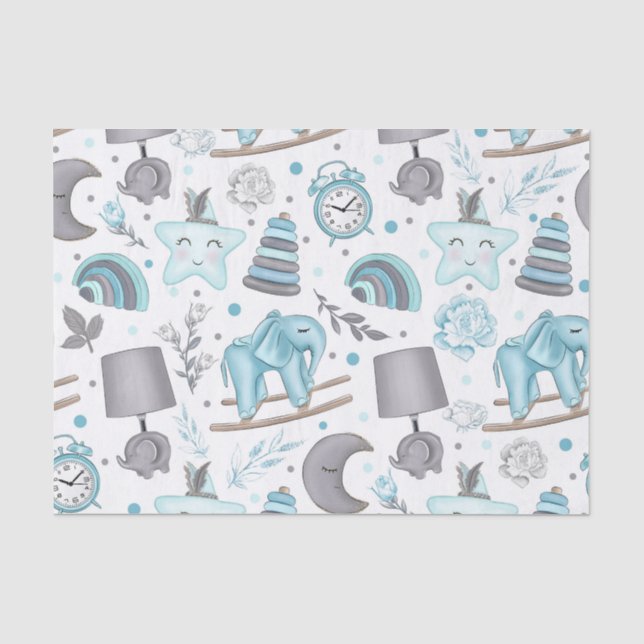 PAPEL DE SEDA PASTEL AZUL & GRY BABY ARTÍCULOS DE NIÑO (Anverso)