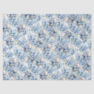 Papel De Seda Pastel Azul Vintage Inspiro Floral Teddy Bears