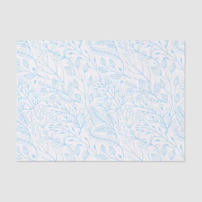 Papel De Seda Pastel Baby Azul Claro Floral Elegante Boda   (Anverso)