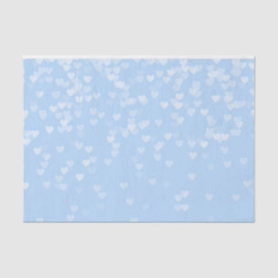 Papel De Seda Pastel Baby Blue Confetti Hearts