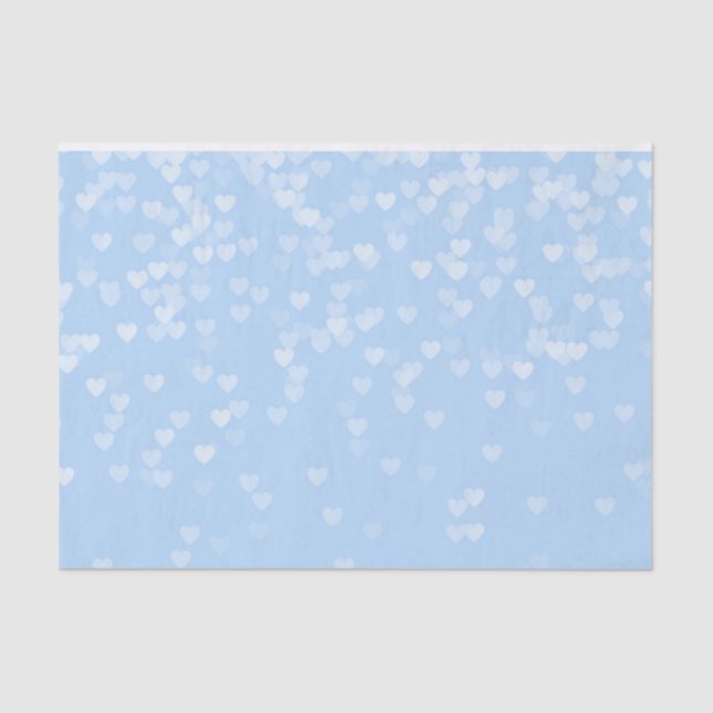 Papel De Seda Pastel Baby Blue Confetti Hearts (Anverso)