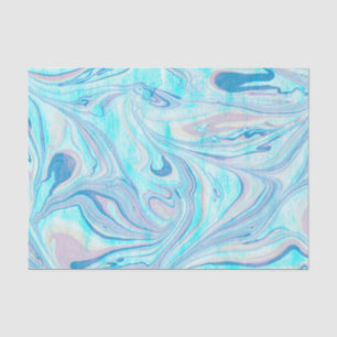 Papel De Seda Pastel Blue & Pink Marble Swirls