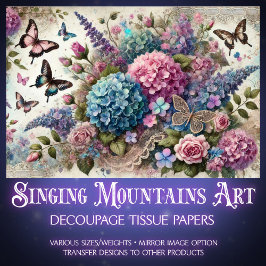 Papel De Seda Pastel Butterfly Kisses & Blush Petals Decoupage