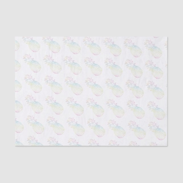 Papel De Seda Pastel de arcoiris de piña tropical Girona (Anverso)