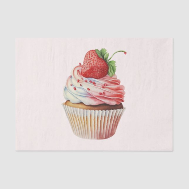 Papel De Seda Pastel de fresa postre dulce (Anverso)