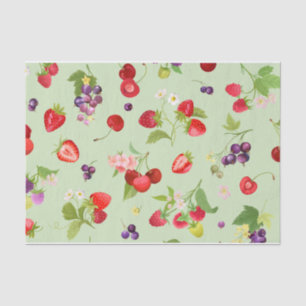 Papel De Seda Pastel de fruta mixta verde