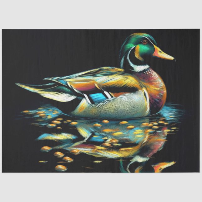 Papel De Seda Pastel dibujando pato en el agua (Anverso)