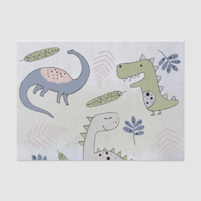 Papel De Seda Pastel Dinosaurio (Anverso)