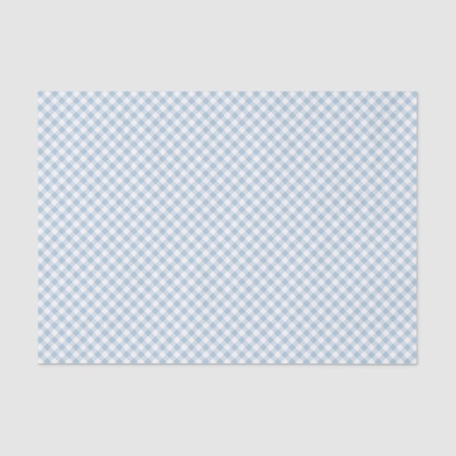 Papel De Seda Pastel Dusty Blue Small Gingham (Anverso)