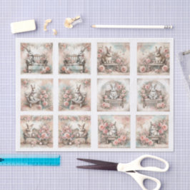 Papel De Seda Pastel Easter Bunnies for Shells  Decoupage