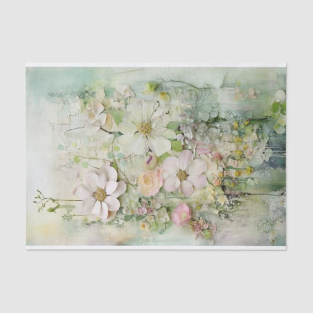 Papel De Seda Pastel Floral Mixed Media (Anverso)