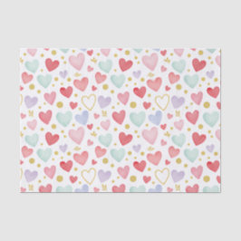 Papel De Seda Pastel Garden Hearts & Gold Botanical Sparkle