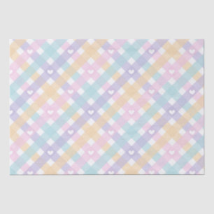 Papel De Seda Pastel Gingham Hearts