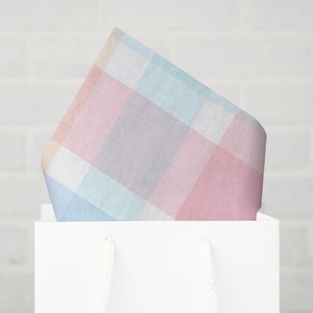 Papel De Seda Pastel Gingham – Suave Patrón de Acuarela (Bolsa de regalo)