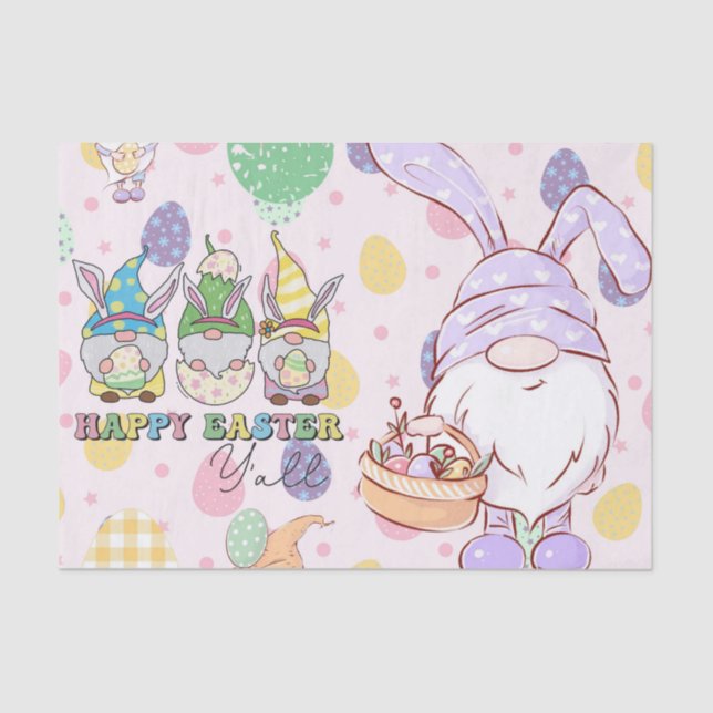 Papel De Seda Pastel Gnomes Di - ¡Feliz Pascua, todos! (Anverso)