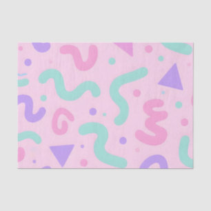 Papel De Seda Pastel Memphis Squiggle Geométrico Divertido Retro