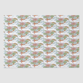 Papel De Seda Pastel Naranja Koi Fish Pink Flower Spring Garden